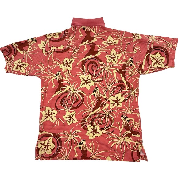 Tommy Bahama Hawiian Floral Print Hula Dancer Polo Shirt Men's Large - Lot‎ of 2 - Picture 7 of 16